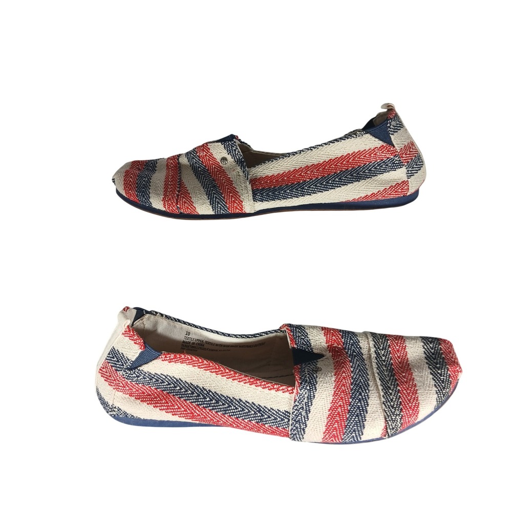 Mad Love Lennie Canvas Alpargata Flats Red White Blue Chevron Stripe Womens 10‎